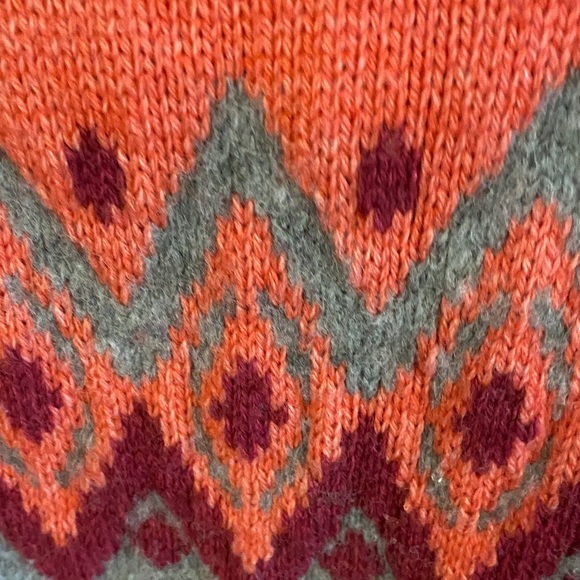 Merino wool Krimson Klover Red and Pink Chevron Turtleneck Sweater - Picture 2 of 5